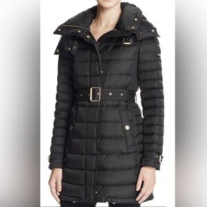 Burberry Womens Harrowden Parka Quilted Puffer Down Coat Jacket Navy US L